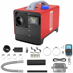 SUBTLETY 12V Diesel Standheizung 8kW Air Dieselheizung 0.18-0.48 L/h Horizontal Diesel Lufterhitzer mit Fernsteuerung LCD Monitor und Schalldämpfer für Auto LKW RV Wohnmobil Boote Bus (Rot, Typ C) Rot, Horizontal, Typ C