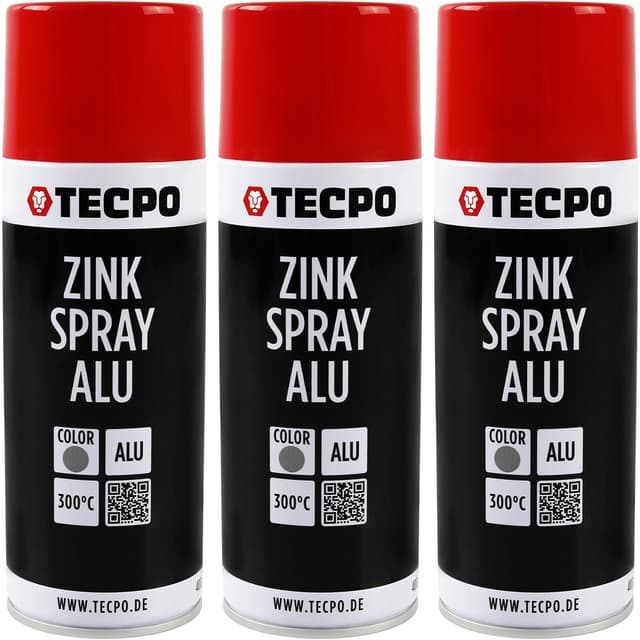 TECPO 3x Zinkspray Metall Alu Hell, 400ml Zink Alu Spray Rostschutzfarbe Korrosionsschutz Rostschutz Beschichtung Grundierung Korrosionsschutzmittel Metallschutzlack 1.2 l (1er Pack)
