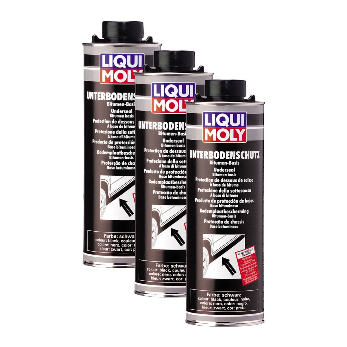 3X LIQUI Moly 6112 Unterbodenschutz Bitumen schwarz Dose Unterboden-Schutz 1L