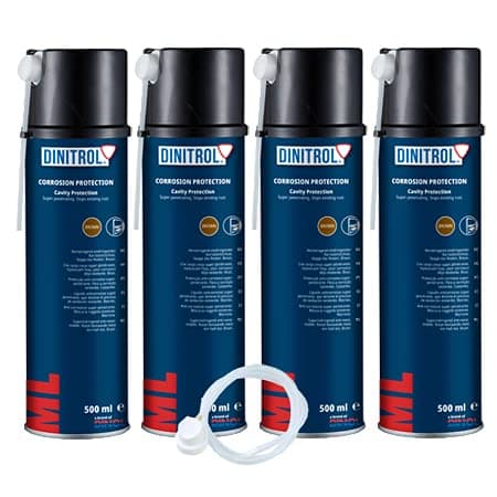 Dinitrol ML penetrierendes Hohlraumwachs, 4 x 500 ml, Aerosol-Spraydosen mit je 600-mm-Verlängerungsdüse