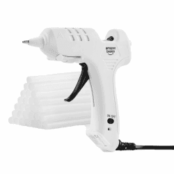 Amazon Basics Heißklebepistolen-Set mit 30 Klebestiften, 20 W, EU-Stecker, Weiß Klebepistole + 30 Sticks