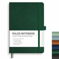 RETTACY Notizbuch Liniert A5, Journal Tagebuch mit 192 nummerierten Seiten,100gsm Notizbücher, Innentasche, Hardcover Buch für Büro Schule Arbeit Frauen Männer, 14.8 x 21cm - Dunkelgrün Dunkelgrün A5 Angebot bei HelloDeals
