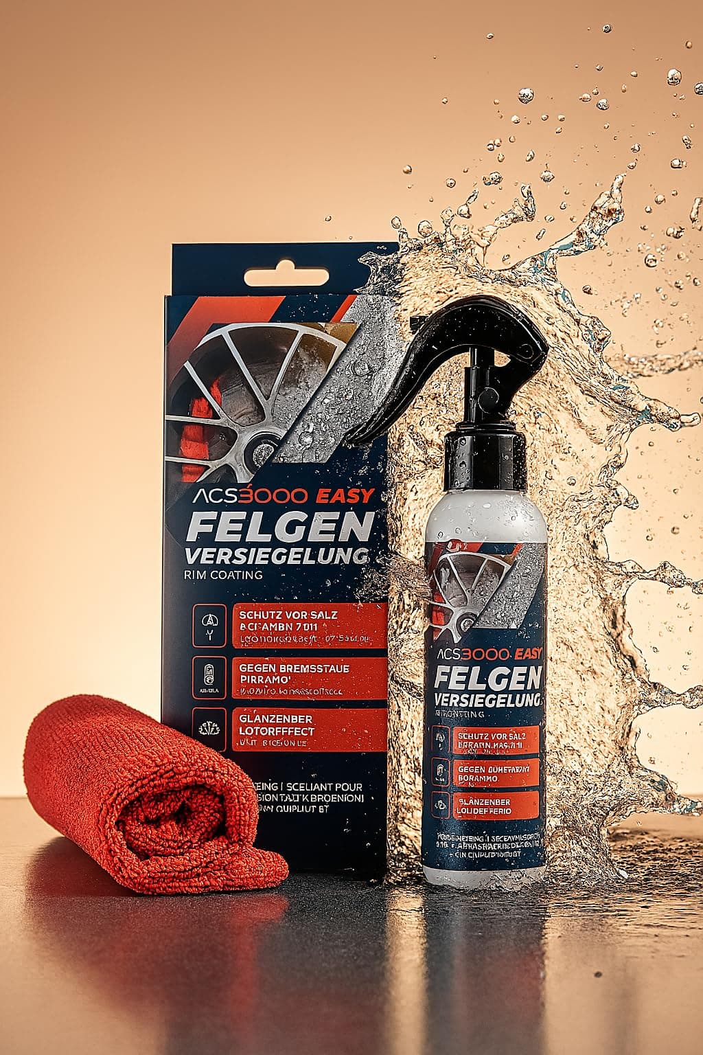ACS3000 Felgenversiegelung Set, Keramische Beschichtung mit Lotuseffekt, UV-Schutz, Easy-to-clean, dauerhaft mit Poliertuch.