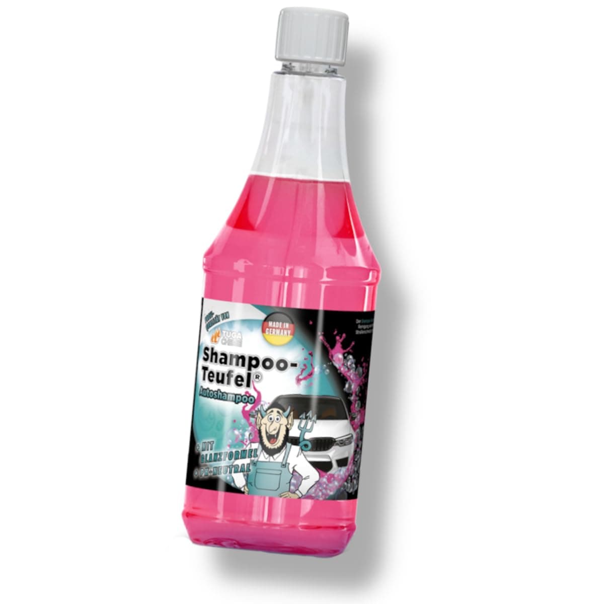 Tuga Chemie Shampoo Teufel | Tuga Chemie Autoshampoo - Lackreiniger - KFZ Schmutzentferner - schäumende Wäsche - Autoshampoo Konzentrat - pH Neutral 1L
