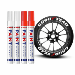 Altaroo 4 Stück Reifenstift, Reifen Stift Weiß Rot, Reifen Stift Weiß Wasserfest, Reifenstift Weis Wasserfest für Auto Motorrad Reifen, Glas, Metall, Gummi Angebot bei HelloDeals