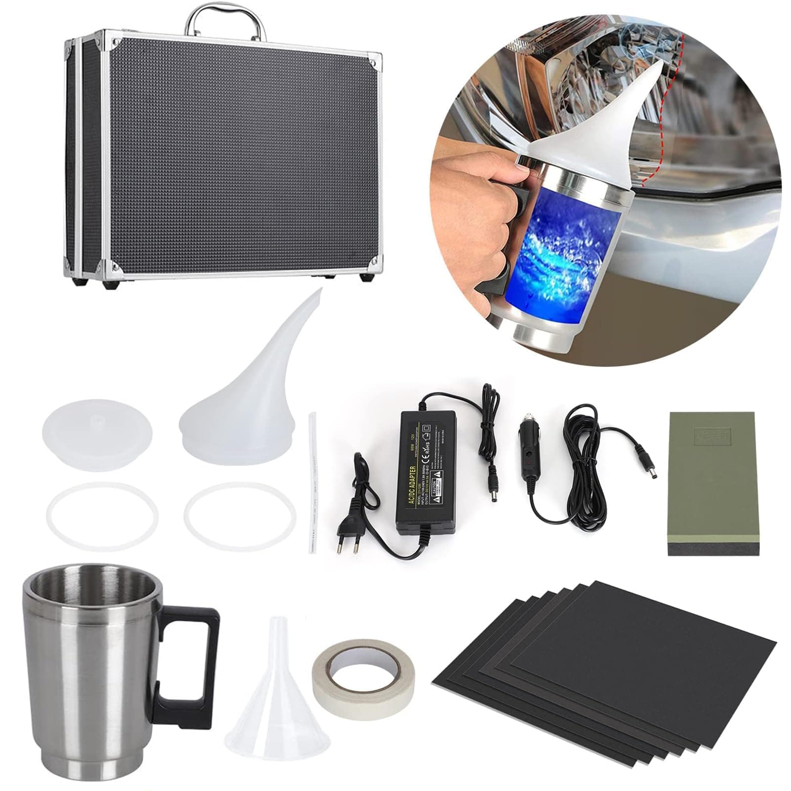 QUNNIE Scheinwerfer Aufbereitung Kit,Scheinwerfer Reparatur Set,Auto Scheinwerfer Reparatur Politur Set für Vergilbung, Kratzer, Unschärfe, Risse(Keine Flüssigkeit) SIZE 1