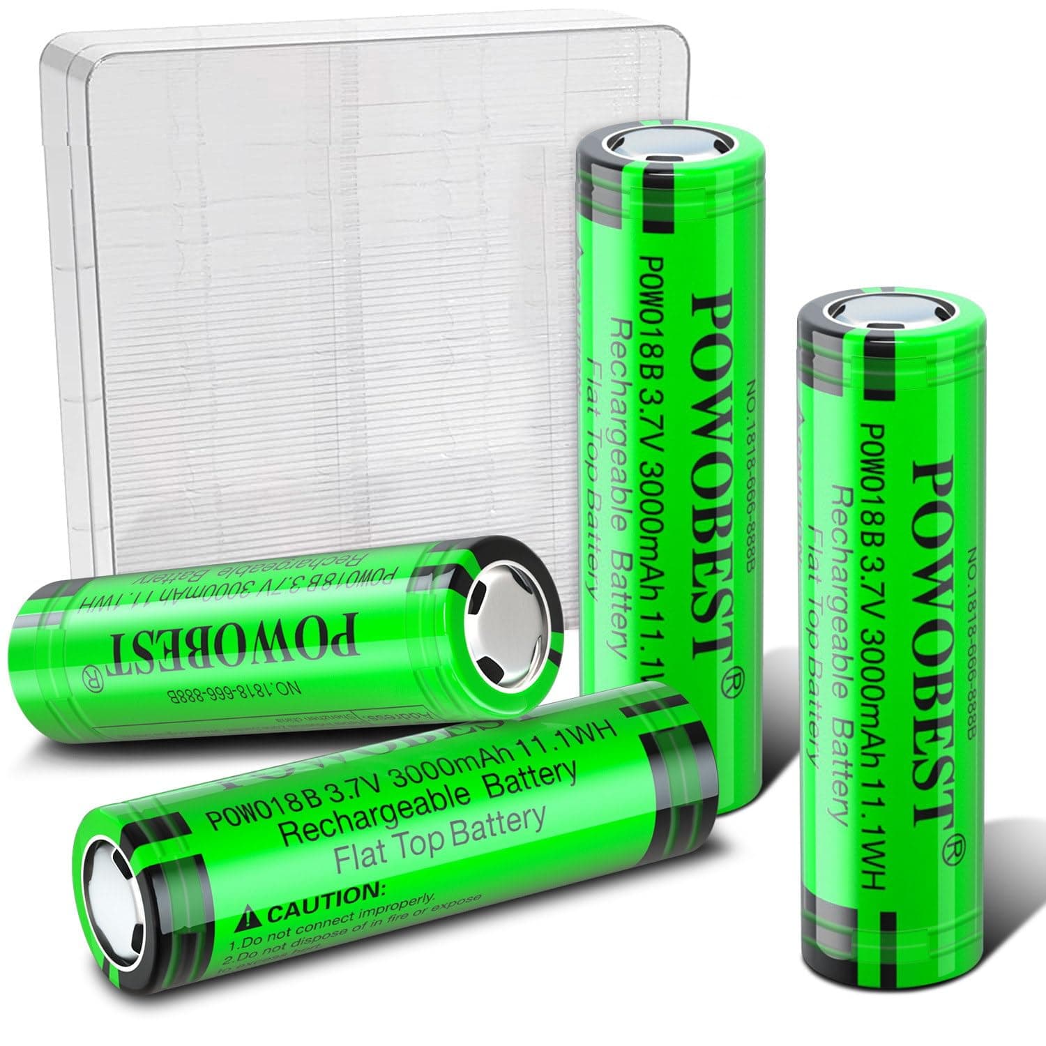 3000mAh Wiederaufladbarer NiMH Akku,POWO18B 3.7V Flat Top Batterie Mit Batterieschutzbox,NO:1818-666-888B Batterie,für Kamera,kleinen Lüfter,LED Stirnlampe,Produktpatentnummer:015037694-0001(4 Pack) Angebot bei HelloDeals