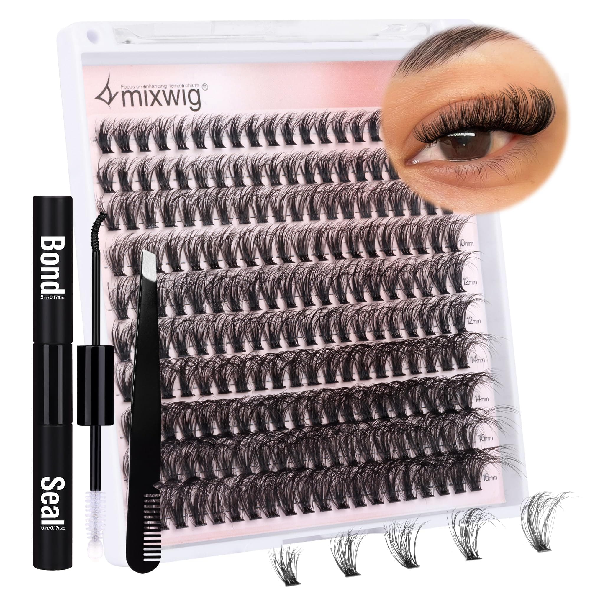 Wimpern Extensions Set Künstliche Wimpern Natürliche DIY Wimpernverlängerung Cluster Wimpern 16MM Individuelle Lashes Kit 40D Nerz Wimpern Fluffy mit Lash Bond und Seal Lash Tweezers A-40D Angebot bei HelloDeals