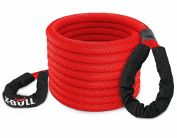 X-BULL Langlebiges Kinetisches Seil - Abschleppseil Pkw mit Rutschfesten Handschuhen - Anhängelast 29500lbs (13 381 kg) - aus robustem Nylon mit Polymerbeschichtung - Länge 9m, Durchmesser 25mm, Rot