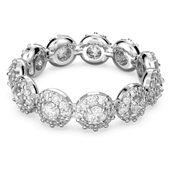 Swarovski Una Ring, Weiße Rundschliff- und Pavé-Kristalle in Rhodinierter Fassung 50
