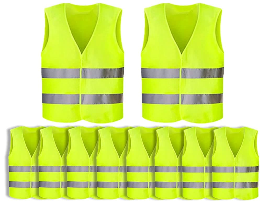 Anlisng Warnweste, 10PCS Gelb Reflektierende Sicherheitswesten, 360 Grad Reflektierenden Streifen Weste, Auto Reflektorweste, Neon Gelb Reflektierend Warnweste, für Fahrern, Arbeitskräften,Erwachsene Angebot bei HelloDeals