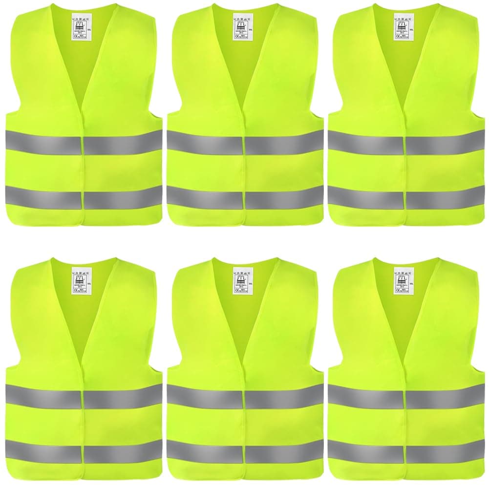 NIEEKRUN Warnwesten Auto, 6er Warnweste Sicherheitsweste Auto, 360° Reflektierend, Gelb, Einheitsgröße, Unisex, Freizeit Angebot bei HelloDeals