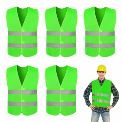 YWKJDDM Warnwesten Auto, 5 Stück Warnweste Auto Sicherheitsweste Warnweste Grün, Pannenweste Warnwesten für Autofahrern Fahrern Arbeitskräften (59 * 68cm) Angebot bei HelloDeals