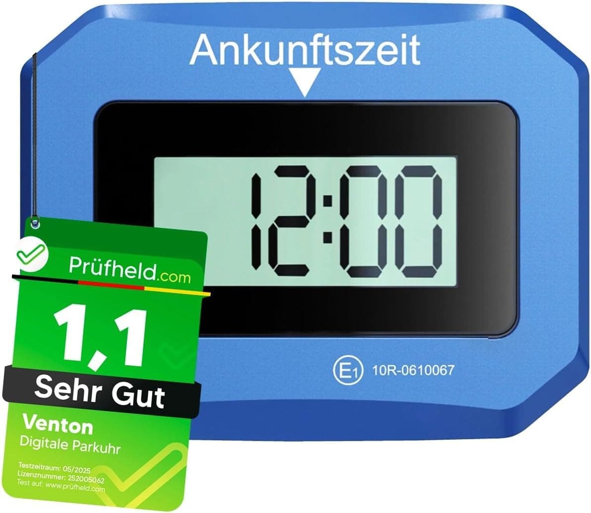 [ Test SEHR GUT, Note 1.1 *] VENTON Automatische Parkscheibe elektronisch mit Zulassung für Auto & Motorrad, Elektronische digitale Parkuhr, Auto Zubehör elektrisch, Geschenke für Männer & Frauen