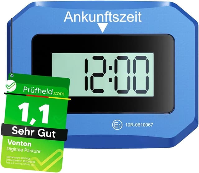 [ Test SEHR GUT, Note 1.1 *] VENTON Automatische Parkscheibe elektronisch mit Zulassung für Auto & Motorrad, Elektronische digitale Parkuhr, Auto Zubehör elektrisch, Geschenke für Männer & Frauen