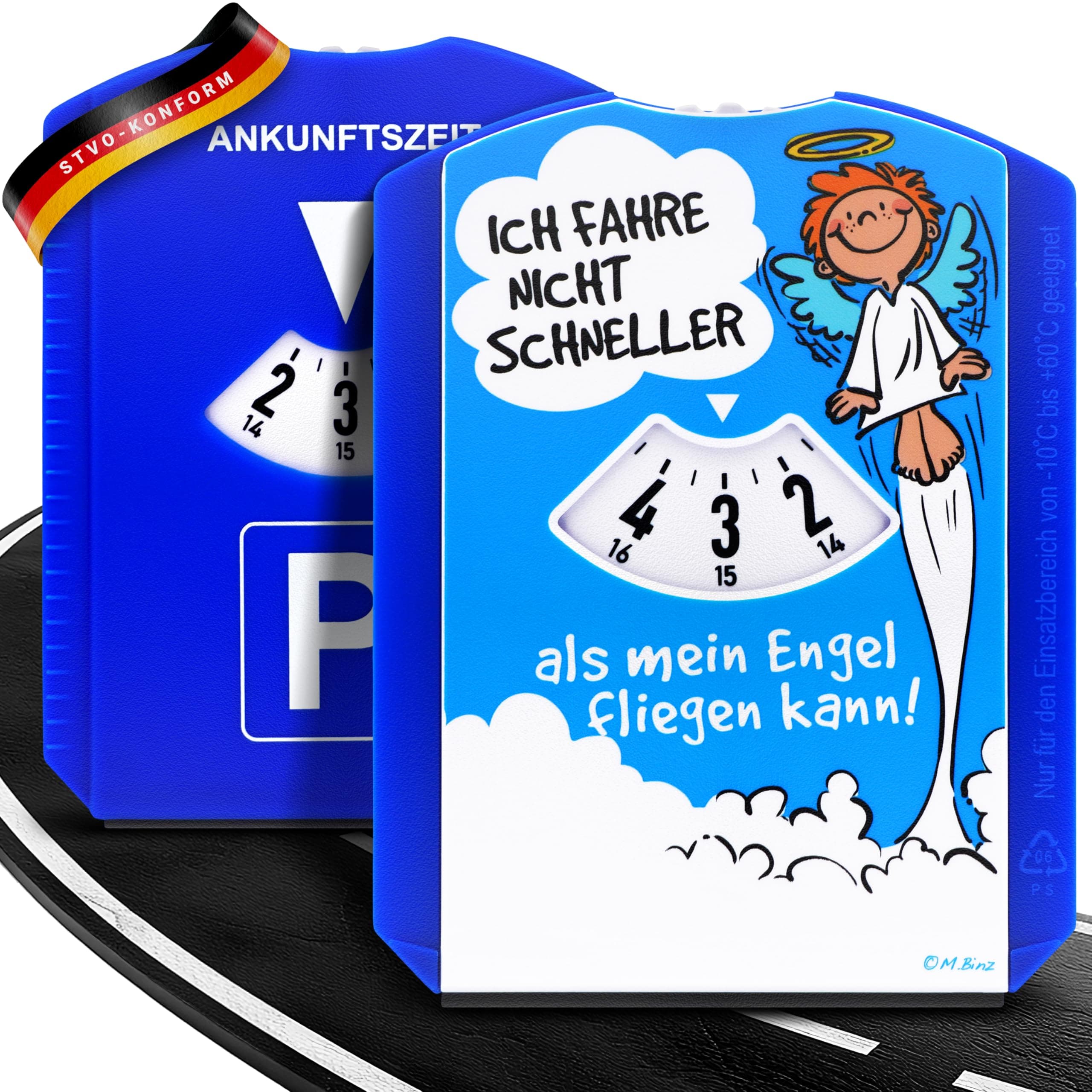 Eigenart® Parkscheibe Auto - StVO konform - Auto Parkscheibe lustig - Robuste Parkscheibe mit Eiskratzer - Manuelle Parkuhr Auto mit EU-Zulassung - Lustige Parkscheibe - Auto Zubehör Parkscheiben Engel Angebot bei HelloDeals