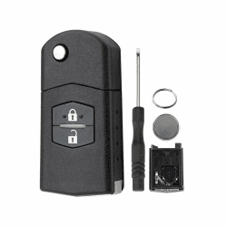 Autoschlüsselgehäuse für Mazda Schlüssel Klappschlüssel Etui Mazda 5 CW 2 DE 3 BK 6 SW BT-50 CX-9 CX-7 A mit Schraubendreher und Schlüsselring und CR1616 Batterien 2 Tasten mit Batterie Angebot bei HelloDeals