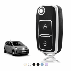 TOOMUME Schlüsselhülle TPU, Autoschlüssel Hülle Passt für VW Volkswagen Golf 4/5/6 MK4 Polo Transporter T5 Bora Sharan Touran Passat Amarok Lupo, Schlüsselcover Schutz Schlüsselgehäuse - Flip Key 2 Tasten Schwarz Silber Angebot bei HelloDeals