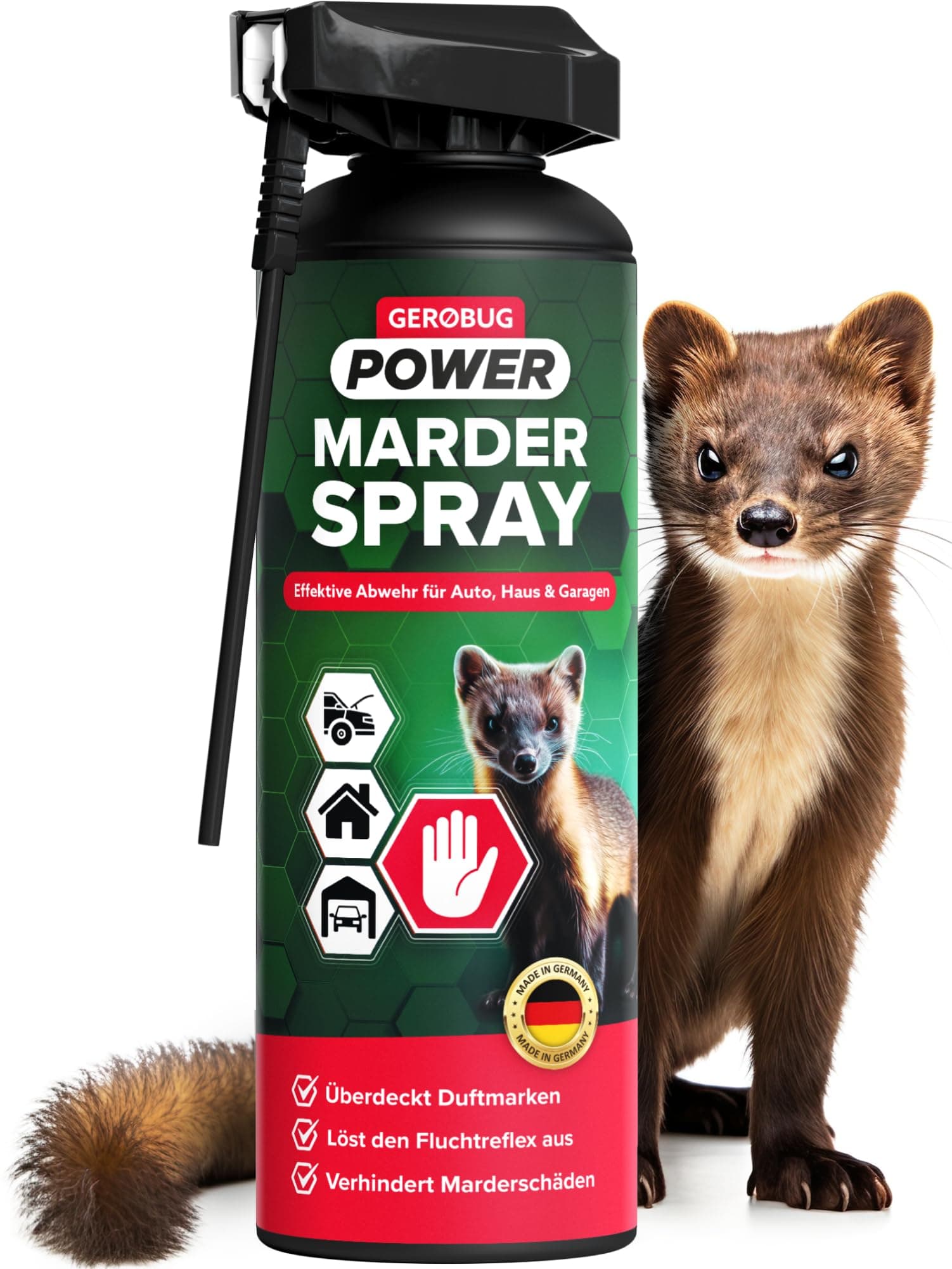Gerobug Marderspray für Auto, Dachboden, Haus & Garage 400 ml - Marderschreck Dachboden, Marderschutz Auto Motorraum - Langanhaltende Marderabwehr Auto Spray mit verbesserter Formel Angebot bei HelloDeals