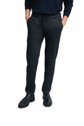 bugatti Herren Chino 4036-66899B Flexcity Stretch, Casual, elegant, Hosen, Männer, Slim Fit, Muster, kariert 32W / 32L Marine-390