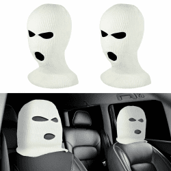 JIEYAO 2 Stück Lustiger Auto kopfstützenbezüge, Personalisierte Lustige Mütze Universal Kopfstützen Abdeckung Atmungsaktiver Kopfstützenbezug Lustige Autositz Kopfbedeckung Autositz Kopfstützen Geräte Weiß