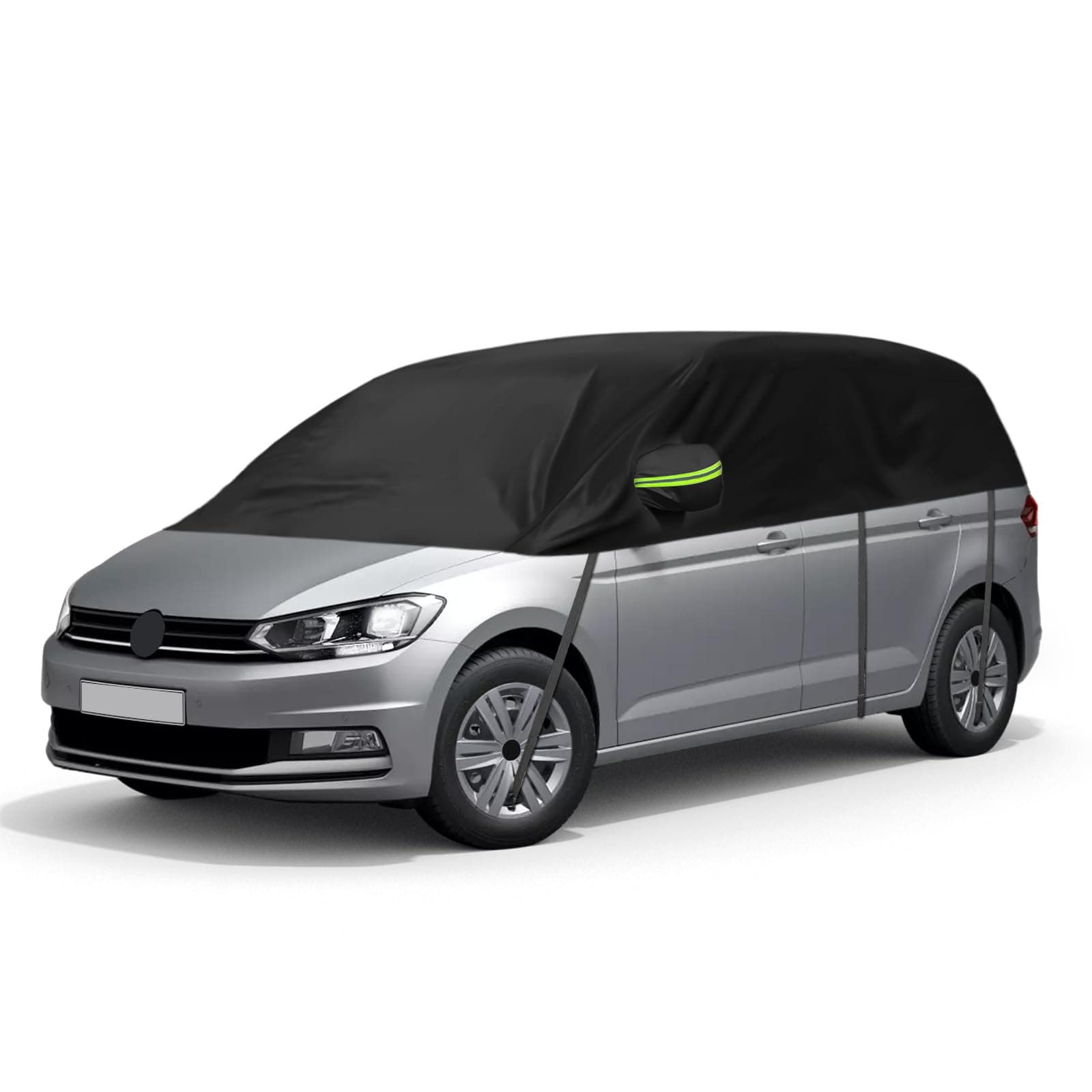 Autoabdeckung Wasserdicht Ersatz für VW Touran 2015-2024, Sonnenfest Hälfte Autoabdeckung, Halbgarage UV Beständige Halbe Auto Abdeckplane Staubdicht Schneefest Outdoor Indoor Schwarz Maßgeschneidert für VW Touran 2015-2024 Angebot bei HelloDeals