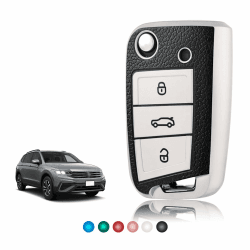 TOOMUME Schlüsselhülle TPU Lederstruktur, Autoschlüssel Hülle Schlüsselcover Passt für VW Volkswagen Golf 7 Tiguan T-ROC T-Cross Polo Seat Ateca Ibiza Leon Skoda Octavia Fabia Kamiq TPU Leder SILBER Angebot bei HelloDeals