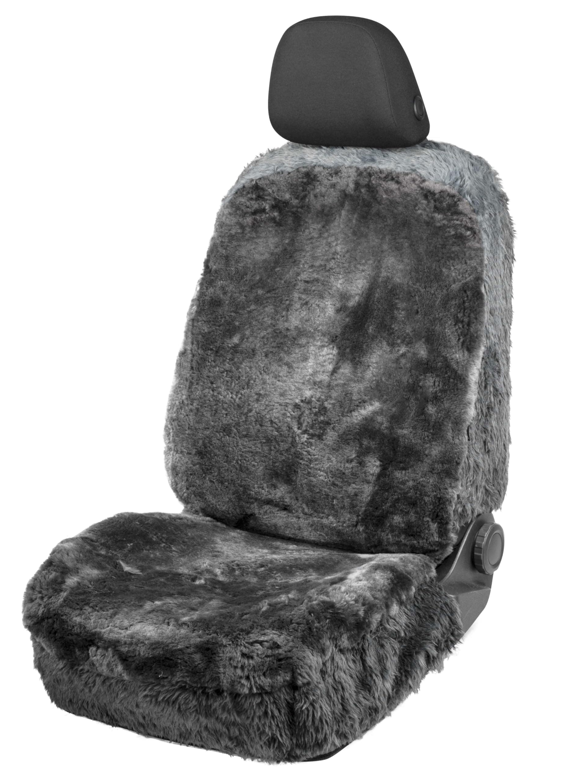 Walser Lammfell Autositzbezug Mona - 100% Lammfell Sitzbezug für Auto, Vordersitze, Autositzbezug Fell, Anthrazit Sitzbezug Anthrazit Angebot bei HelloDeals