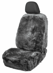 Walser Lammfell Autositzbezug Mona - 100% Lammfell Sitzbezug für Auto, Vordersitze, Autositzbezug Fell, Anthrazit Sitzbezug Anthrazit
