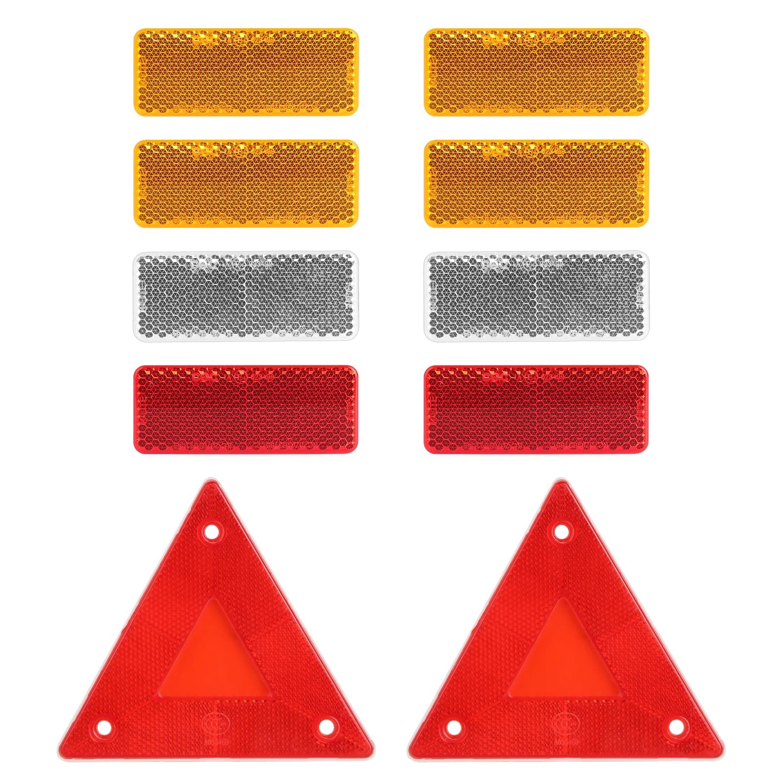 10 Stück Katzenaugen Reflektoren, Gelb, Weiss und Rot Reflektoren Aufkleber zum Selbstklebend, Dreieck Rechteckige Rückstrahler, Reflektoren Anhänger für KFZ, LKW, Wohnwagen Angebot bei HelloDeals