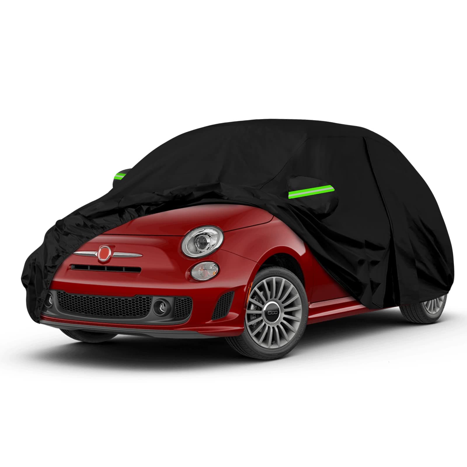 Wasserdicht Autoabdeckung Ersatz für 2007-2024 FIAT 500/500C/500E/Abarth, Vollgarage Autoplane Auto Abdeckplane mit Türreißverschluss und Winddichte Bänder für Sonne Schnee Regen Staub Schutz Angebot bei HelloDeals