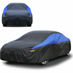 JanYoo Autoabdeckung Winter Auto Abdeckplane Wasserdicht Atmungsaktiv Autoplane Autogarage Wasserdicht Staubdicht Schneeschutz Sonnenschutz Vollgarage für Limousine (450 bis 470CM) A1-Für Limousine(450 bis 470CM) Blau Angebot bei HelloDeals