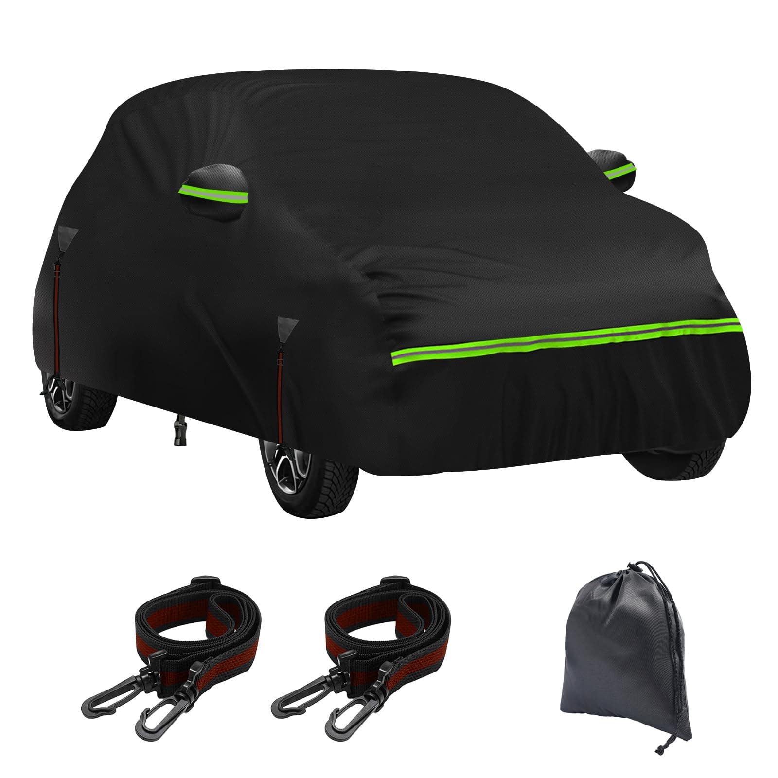 wasserdichte Autoabdeckung, kompatibel mit Smart Fortwo W453 2015–2024, 6 Schichten, Outdoor-Vollgarage für Sonne, Regen, UV, Staub, mit Reißverschluss-Tür, winddichter Gurt für Smart Fortwo W453 2015–2024 Angebot bei HelloDeals
