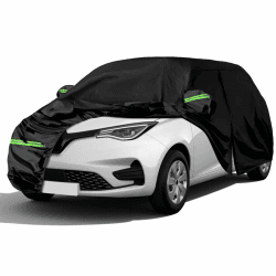Autoabdeckung Passend für Renault Zoe 2012-2024, wasserdichte Vollgarage Autoplane mit Reißverschlusstür für Schnee, Regen, Allwetterschutz Schwarz Maßgeschneidert für Zoe 2012-2024 Angebot bei HelloDeals