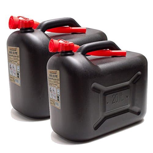BAUPROFI 2er Set: 2x Benzinkanister 20 Liter schwarz, HDPE Material, für Diesel & Benzin, mit Tragegriff, E10 tauglich