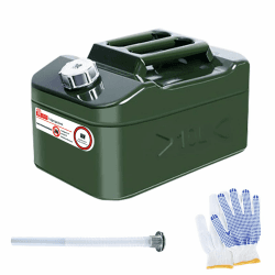 10l Benzinkanister Metall, bis zu 4 x schnellere Entleerung als herkömmliche Kanister, für Benzin und Diesel, UN-Zertifiziert