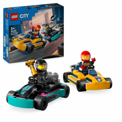 LEGO City Go-Karts mit Rennfahrern, Set mit 2 Rennfahrer-Minifiguren und Rennautos, Auto-Spielzeug ab 5 Jahren für Jungs und Mädchen, lustiges Geschenk für Kinder 60400 Single Angebot bei HelloDeals