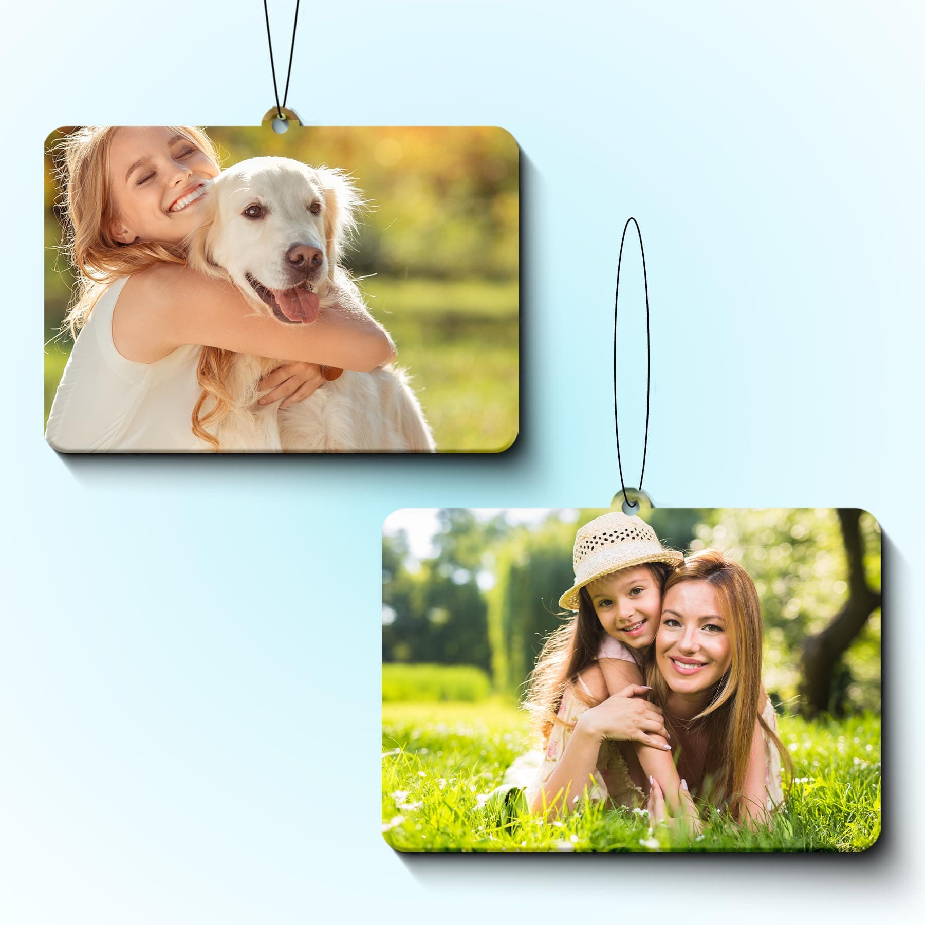 Duftbaum Auto Personalisiert, Auto Duft mit Text und Foto, maßgeschneiderte Lufterfrischer für Autos, doppelseitiger Druck, Lufterfrischer für Auto, Zuhause, Geschenk,Familie(Rechteckig) Rechteckig Verschiedene Düfte