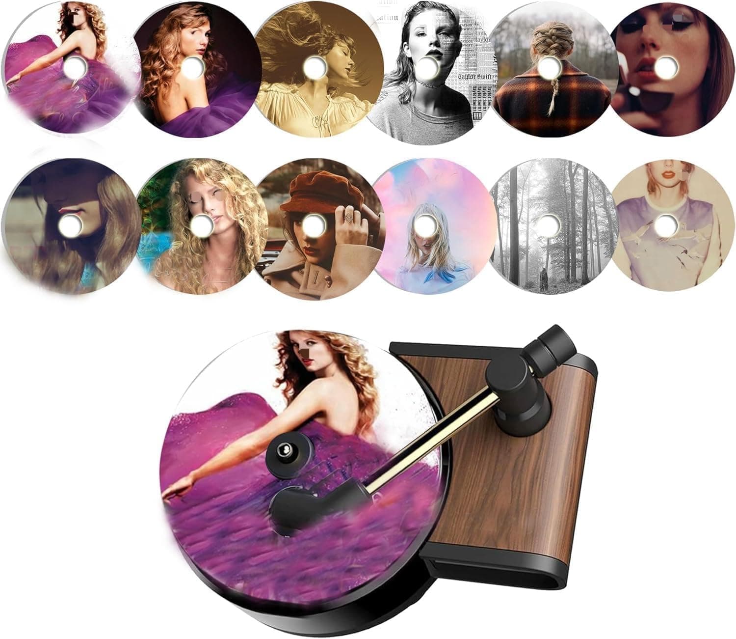 Auto Lufterfrischer, Auto Duft, Auto Air Vent Duft Geruch Diffusor im Retro-Stil Plattenspieler Design, Enthält 12 Stück Ersatz-Aromatabletten-Pads