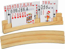 LotFancy Kartenhalter Holz für Kinder, 2er Set Spielkartenhalter für Spielkarten 3-Stufen, Freisprech Kartenständer für Senioren Angebot bei HelloDeals