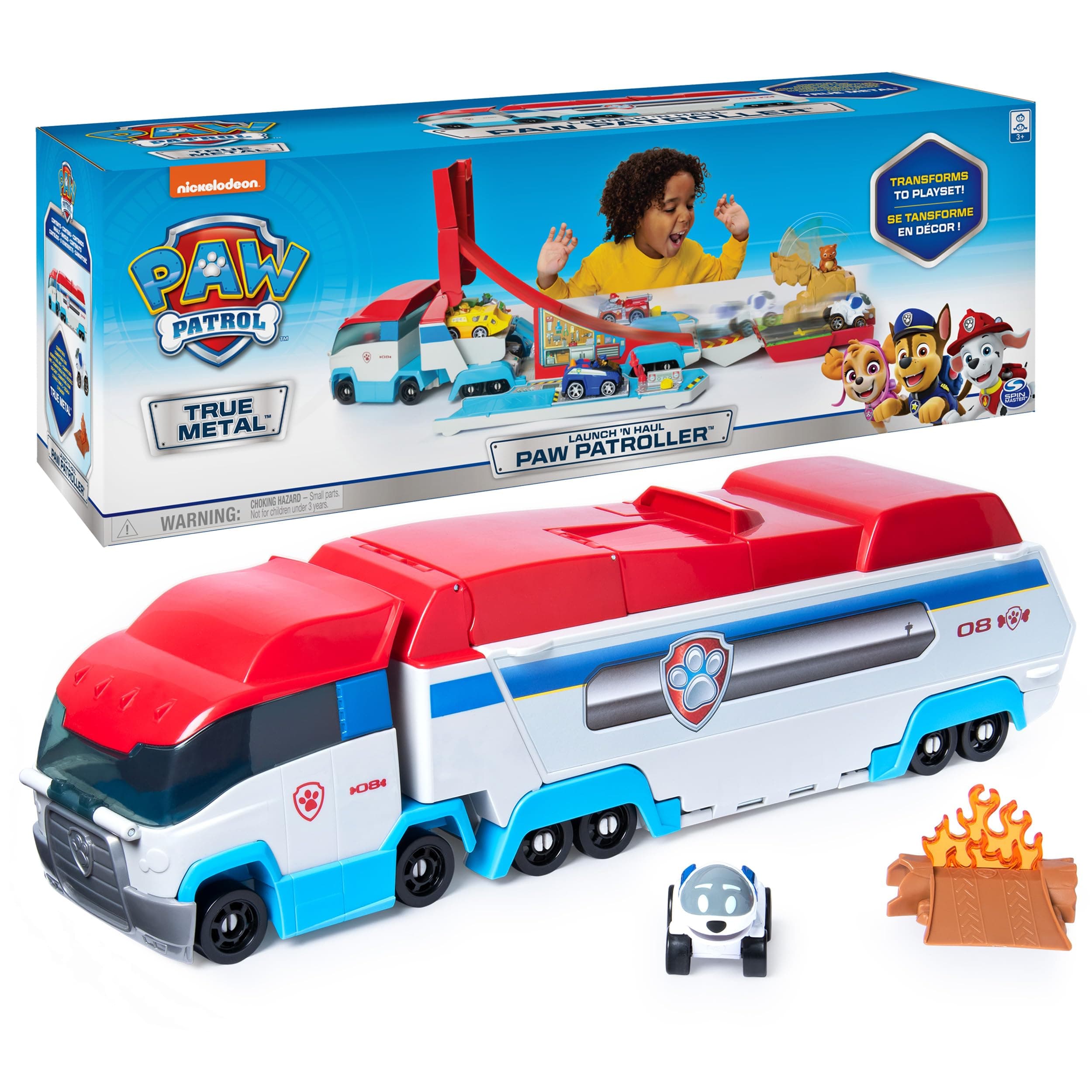 PAW PATROL True Metal Launch'N Haul PAW Patroller mit Robodog, für True Metal Metall-Fahrzeuge, Maßstab 1:55, Spielzeug geeignet für Kinder ab 3 Jahren Over-box, Verpackung Single