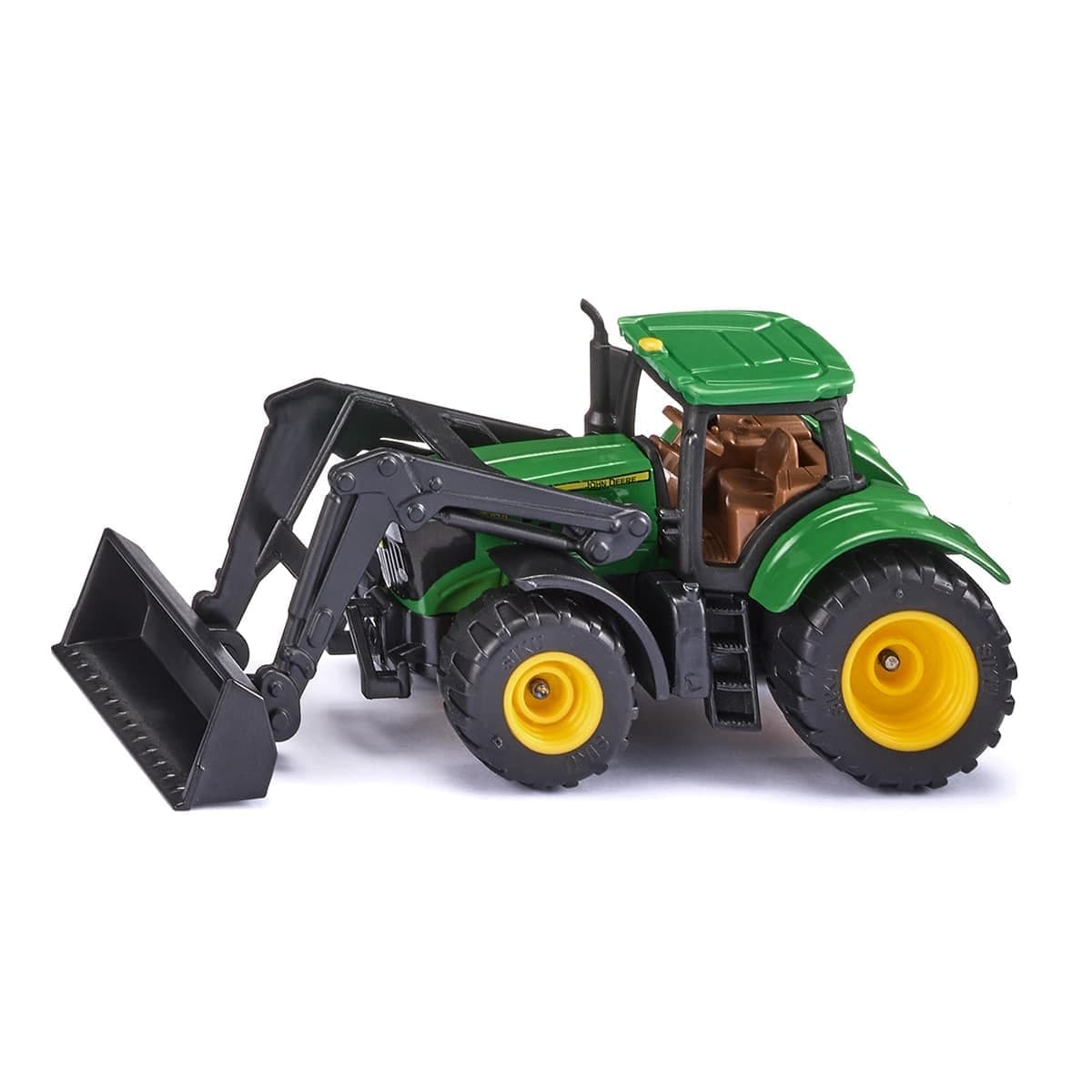siku 1395, John Deere Traktor mit Frontlader, Grün, Metall/Kunststoff, Bereifung aus Gummi, Beweglicher Frontlader Traktor mit Frontlader Single