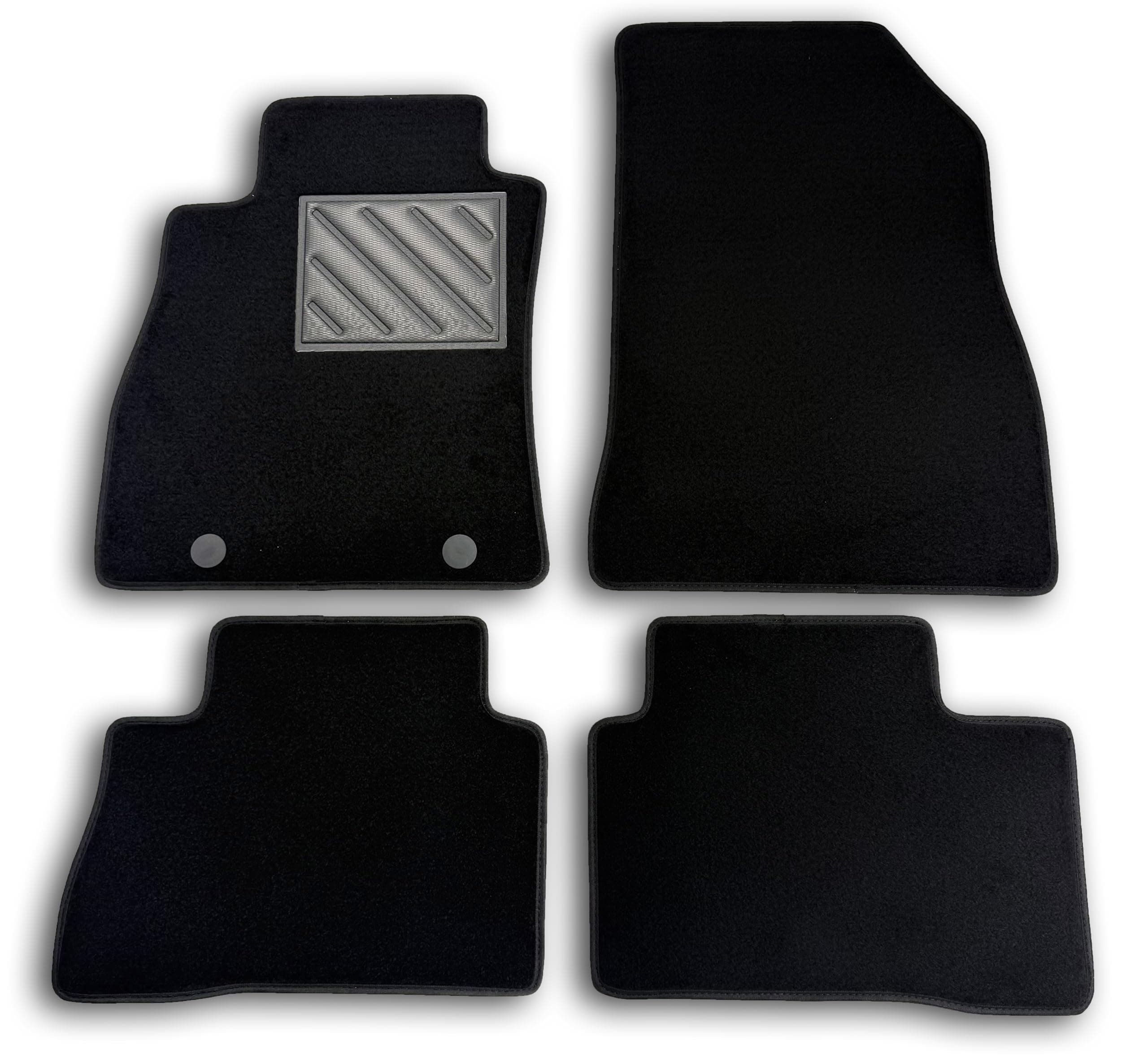 Fußmatten für Nissan Juke I 2010-2019, passgenau, rutschfest, verstärkter Fersenpolster aus Gummi, Befestigungsknöpfe, schwarz