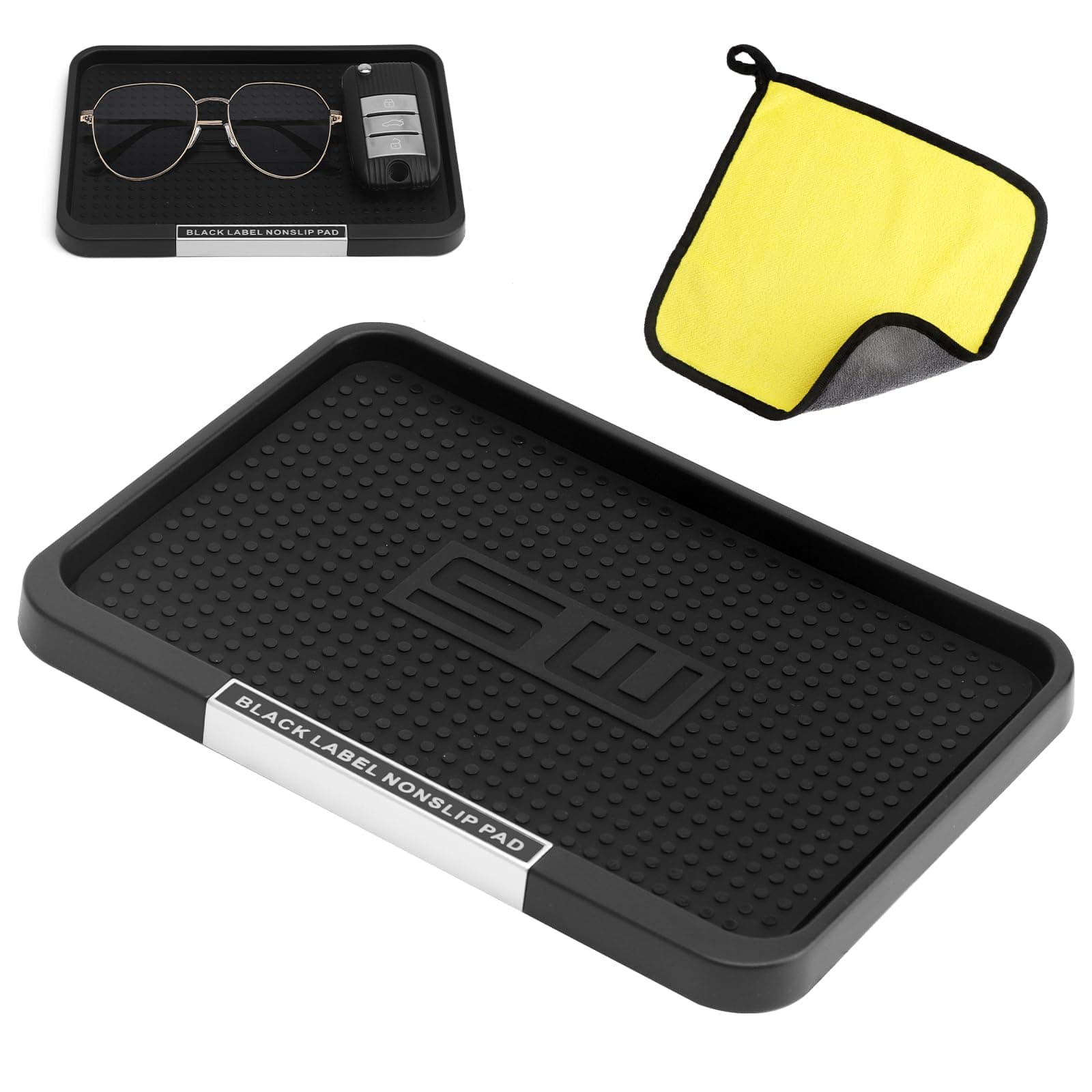 Auto Armaturenbrett Anti-Rutschmatte Multifunktionale Fahrzeugablage für Handy Schlüssel, Sonnenbrille & Mehr Silikon Anti-Rutsch Ablage mit Coral Fleece Reinigungstuch Waschbar & Wiederverwendbar