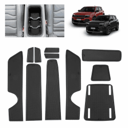 BSTW Auto Antirutschmatten für Jeep Avenger SUV (2023-2025) | Originalgetreue Gummi Matte für Mittelkonsole, Getränkehalter & Türmulden | Passend für Jeep Avenger EV, Hybrid, 4x4, 4XE (Schwarz) Angebot bei HelloDeals