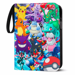 Sammelkarten Album für Pokemon Karten, 4-Taschen Kartenmappe, 400 Karten Kapazität, PU-Leder, wasserdicht, mit Reißverschluss, perfekt für Sammler