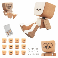 Yooyan Schüttelnde Holzmann-Figur, Charmante Holzfigur mit einem Lächeln, Wackelnde Holzfiguren, Lebendig Wackelkopf-Autodekoration, Handgefertigte Auto Dekoration, Geschenke für Männer