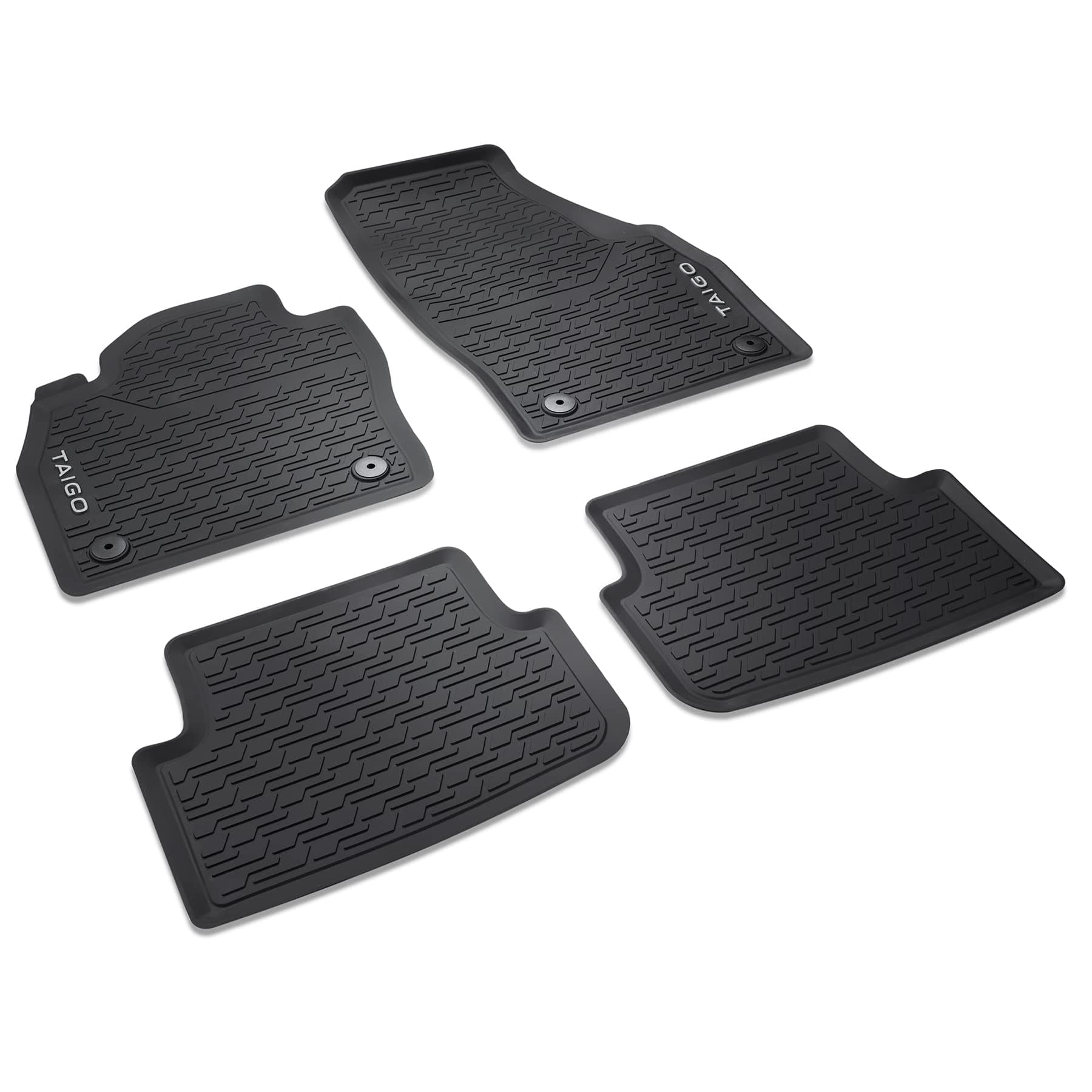 Volkswagen 2G706150082V Gummi Fußmatten Premium Allwettermatten 4X Gummimatten, schwarz, mit Taigo Schriftzug Angebot bei HelloDeals