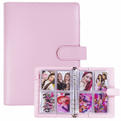 A5-Bindekarte Sammler mit 30 Pack 4-Pocket-Seiten,6 Ringbuch-Album mit 240 Kartenfächern, PU-Leder-Bindemittel mit magnetischem Schnallenverschluss zum Organisieren von Sammelkarten, K-Pop-Fotokarten Pink Angebot bei HelloDeals