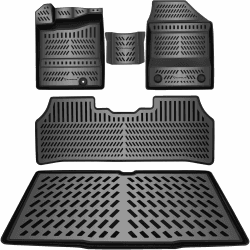 ELMASLINE 3D Gummimatten & Kofferraumwanne für Hyundai INSTER (2024-2025) Elektro (Nur für verschiebbare Sitzrücksitze geeignet!!!) | Zubehör Fußmatten Kofferraummatte